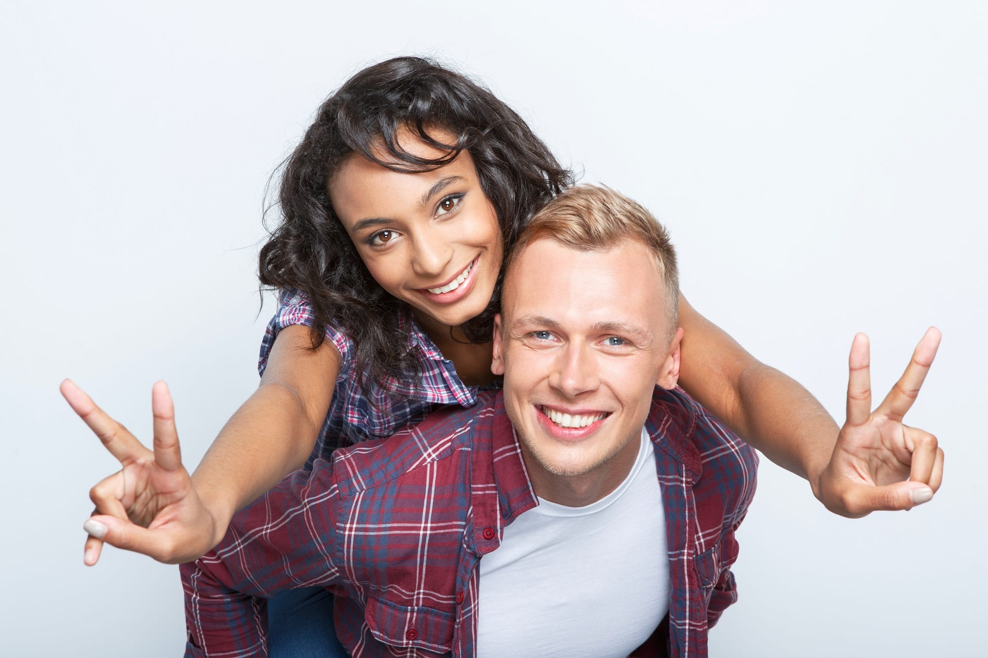 Lovely Couple Isolated On Grey
