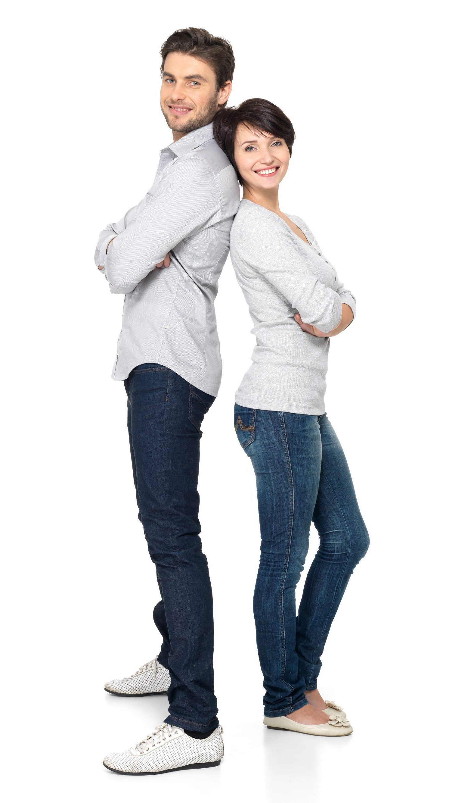 Full Portrait Of Happy Couple Isolated On White