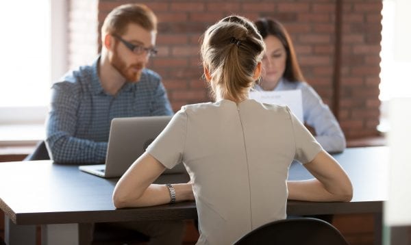 Female Work Candidate Applying For Job In Office