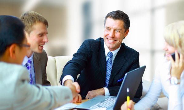 Business People Shaking Hands, Finishing Up A Meeting