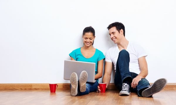 Couple Laptop Floor